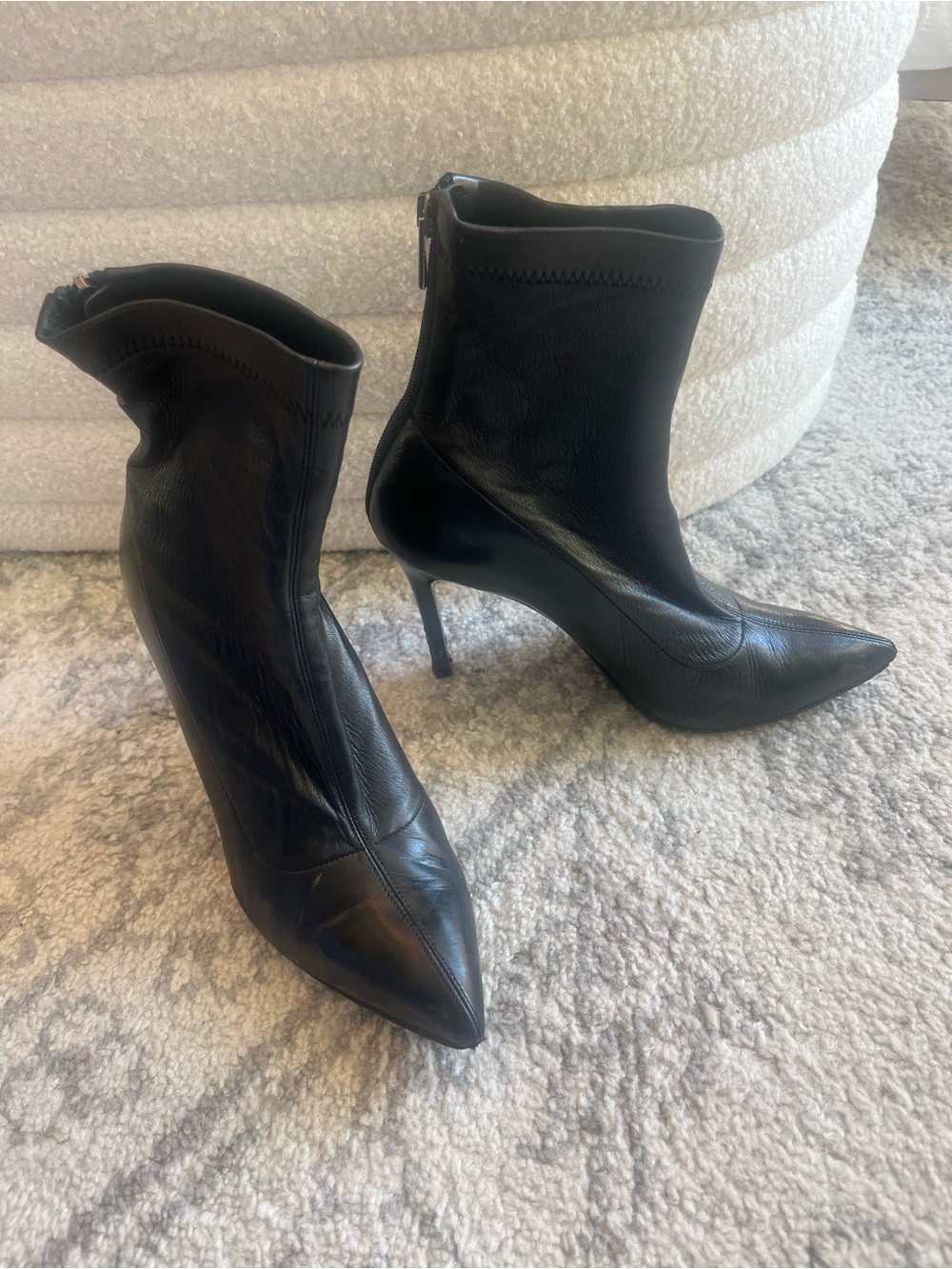Barneys New York Black Pointed Toe Stiletto Ankle Boots